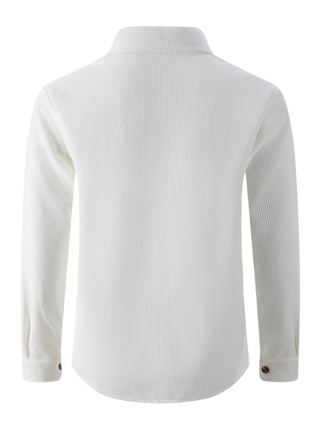 Men's Waffle Knit Button Down Shirt - Casual Long Sleeve Turn Down Collar Chest Pocket Work Shirt