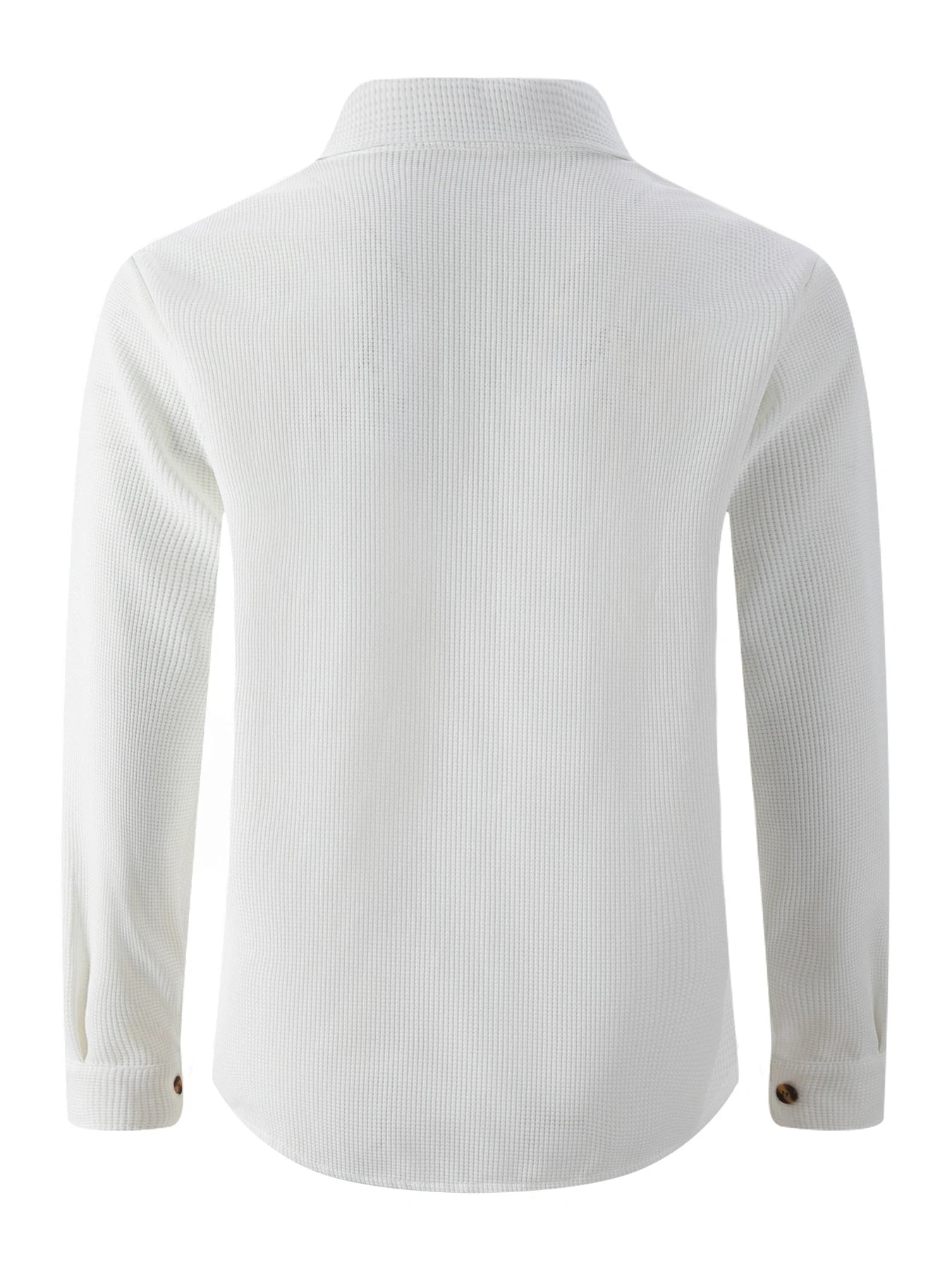 Men's Waffle Knit Button Down Shirt - Casual Long Sleeve Turn Down Collar Chest Pocket Work Shirt