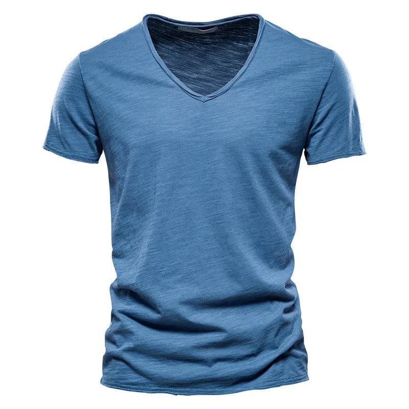 Men Fashion v-Neck t-Shirts Oversized Cotton t Shirt For Man Short Sleeve Top Tees Slim Casual Gym t Shirt Blouses Man Clothing