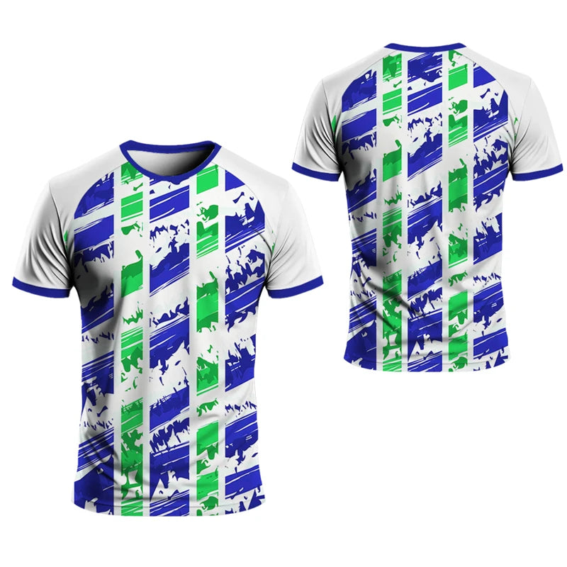 Simple Striped Graphic Sports T Shirts For Men Summer Fashion Short Sleeve 3D Printed Fitness T-shirts Casual Oversized Tees