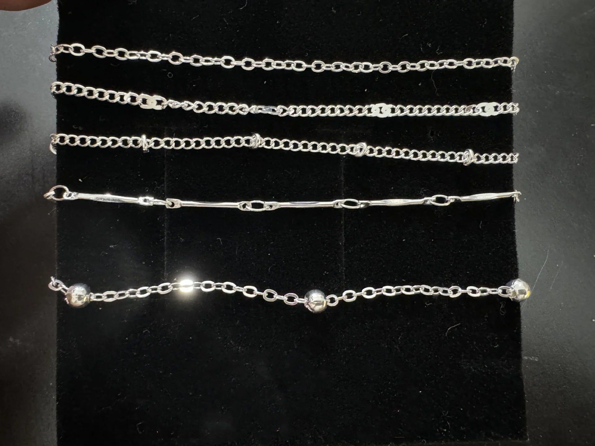 5 Pcs /set Silver plated Stainless Steel Anklet for women men Summer Beach Bracelet Accessories Jewelry Valentine's Day Gift