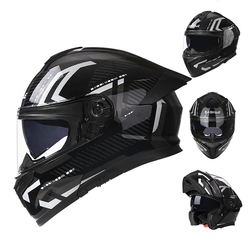 New Flip Up Motorcycle Helmet Dual Lens Sun Visor DOT Certified Bluetooth Compatible Unisex Adult Motorbike Full Face Helmet