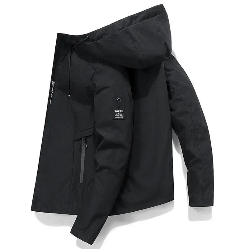 Trendy Men's Workwear Jacket NewNew sty Style Spring Autumn Korean Version Versatile Top Casual Hooded Jacket Machine Embroidery