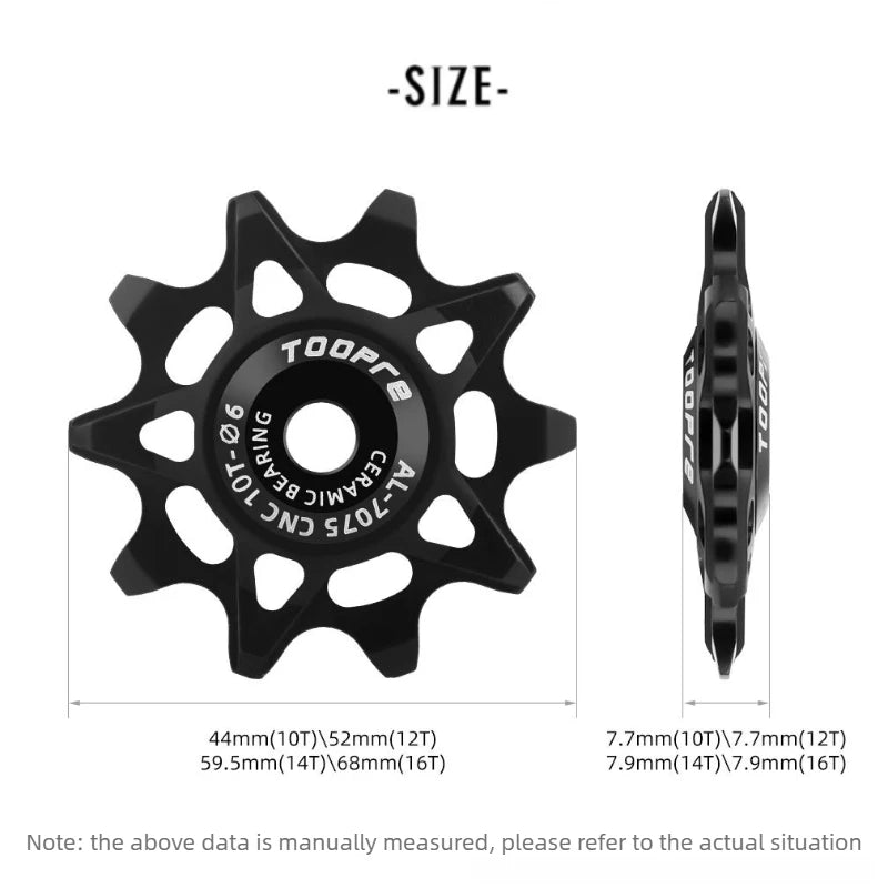 TOOPRE 10T/12T/14T/16T Bicycle Rear Derailleur Ceramic Jockey Wheel Pulley Wheel for Mountain Road Bike Lightweight Low Friction