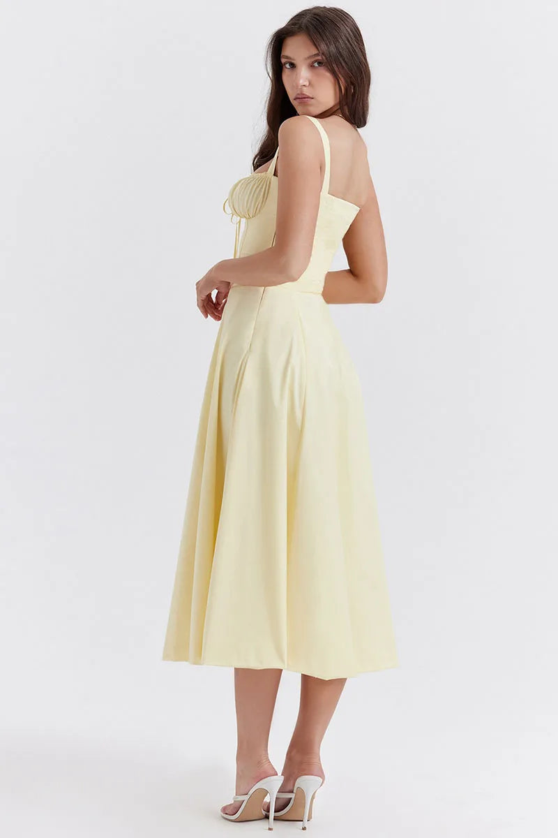 Luxury new temperament solid color fashion high-end halter dress floral dress women
