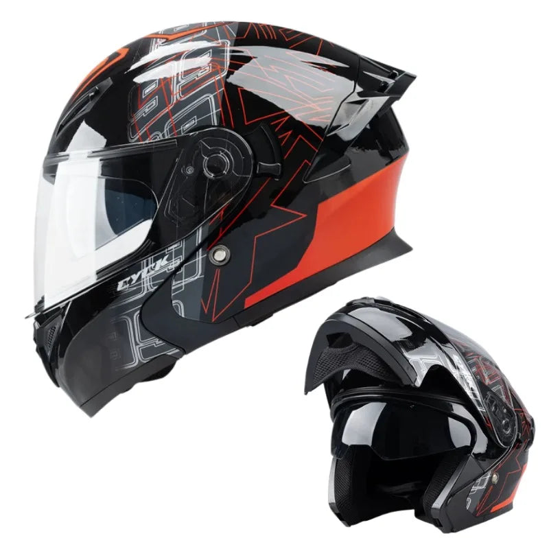 Motorcycle Helmet Men's and Women's Flip Face Helmet Double Mirror Semi Full Coverage Motorcycle Personality Capacetes De Moto