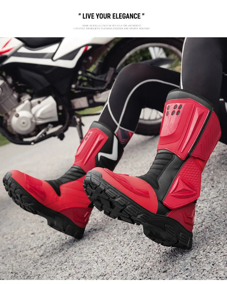 Moto Boots Motorcycle Breathable Off-road Men Women Leather Waterproof Pull Boots 47 Locomotive Equipment Summer Cycling Shoes