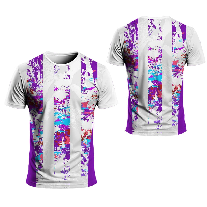 Simple Striped Graphic Sports T Shirts For Men Summer Fashion Short Sleeve 3D Printed Fitness T-shirts Casual Oversized Tees