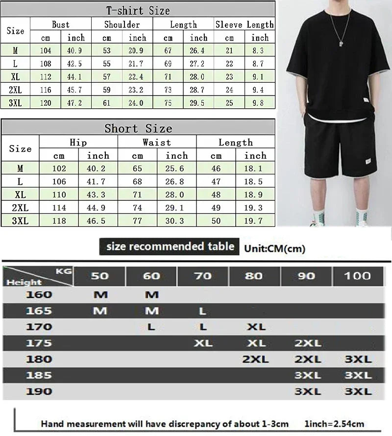 Customized Printed T-shirt Short Pants 2-Piece Suit Men Summer Fashion Short Sleeve Tracksuit Set Shorts Streetwear Tee Tops
