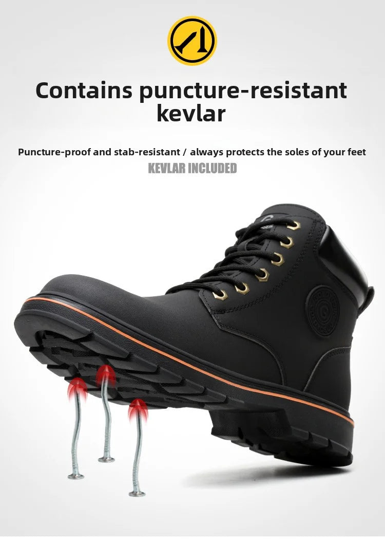 high-top Work Boots For Men Anti-smash Anti-puncture Work Shoes with Steel Toe leather safety shoes men for work waterproof shoe