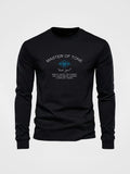 Simple Smiley Face Printed Men's Fashion Long-sleeve Round Neck T-shirt Autumn and Spring Season Mens Home Leisure Plus Size Top