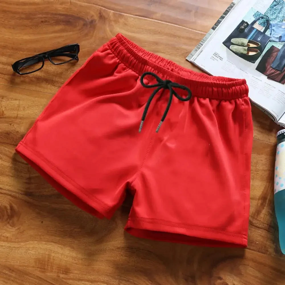 Men's Sports Shorts Elastic Waist Drawstring Gym Short Pants Solid Drawstring Waist Outdoor Shorts Running Shorts Beach Pants