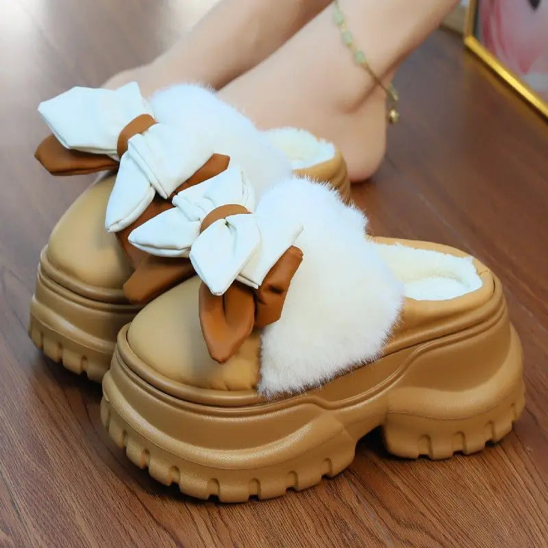 Newest cat paw feet slippers woman fluffy closed heel home shoes for women winter warm slip on animal claw slipper furry loafer