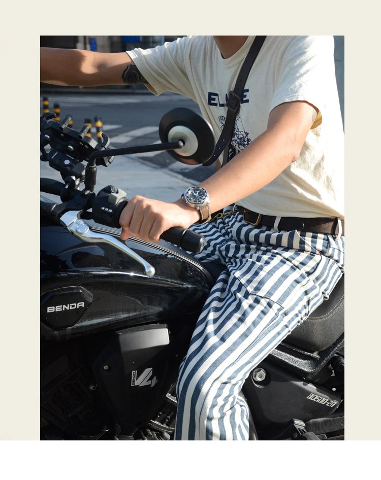 14oz Dense Thicken Heavyweight Striped Pants for Men Good Quality Winter Fall America Style Loose Casual Vintage Worker Trouser