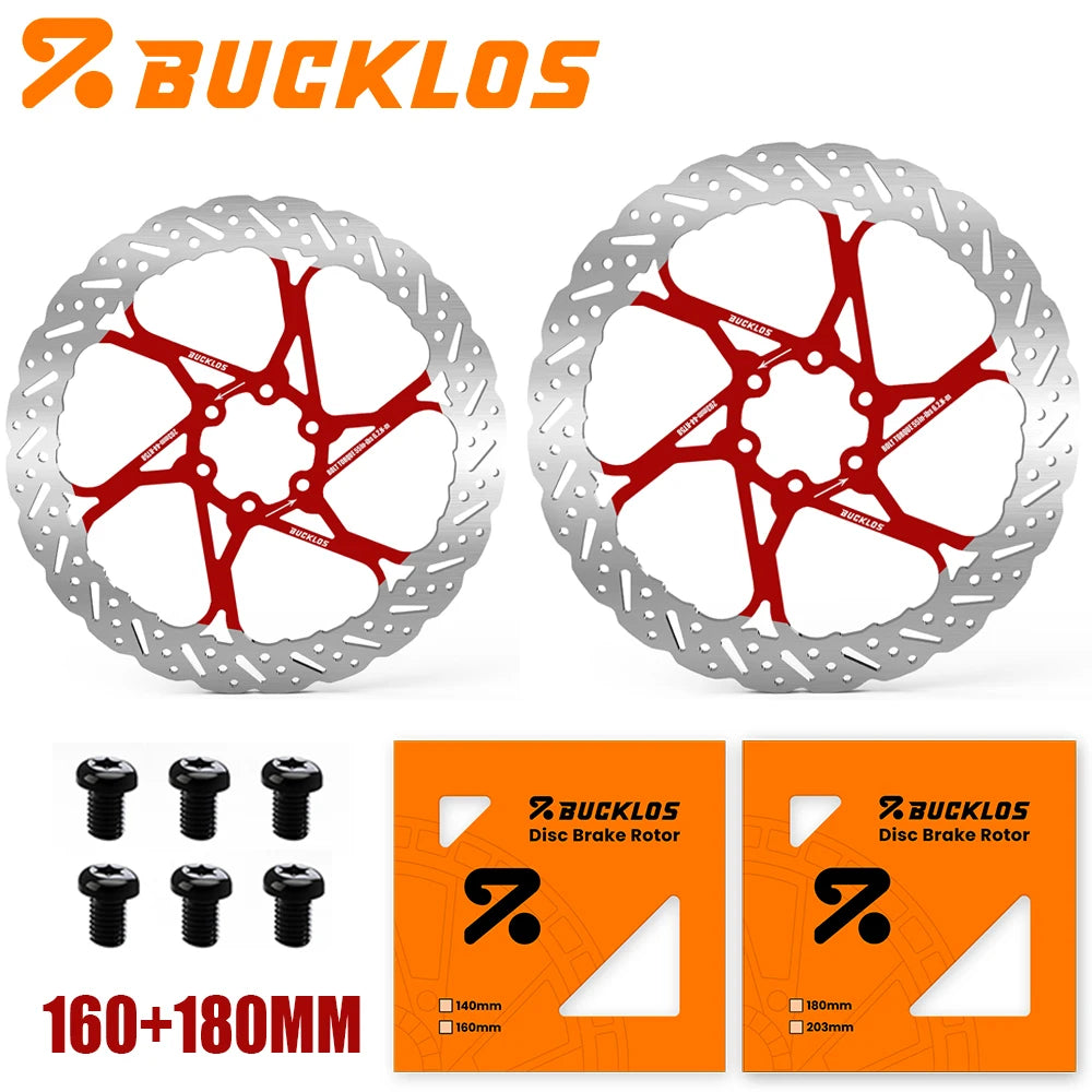 BUCKLOS 2PC Bicycle Rotor Bike Brake Discs 160mm 140mm 180mm 203mm Brake Discs Heat Dissipation Hydraulic Disc Brakes Rotor