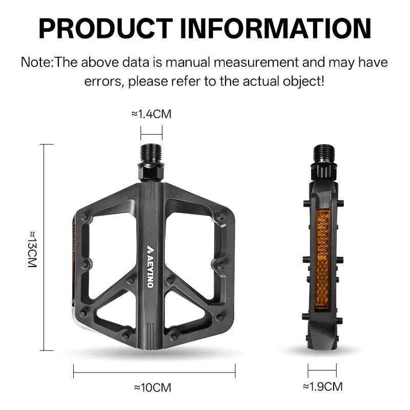 AEYINO Bicycle Pedals MTB Bike Pedal Foot Plat Nylon Anti-slip 9''16 Standard Pedals Widen Classic Pedal Reflector Bicycle Parts
