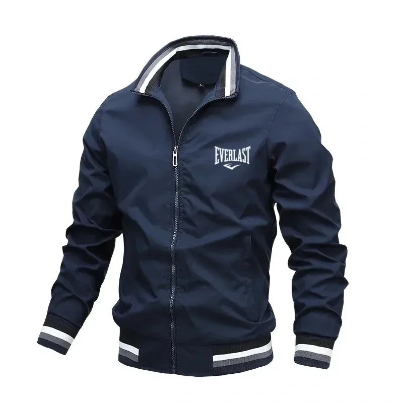 Autumn and Winter Men's Standing Collar Casual Zipper Business Jacket Outdoor Sports Jacket Waterproof and Windproof Solid Color