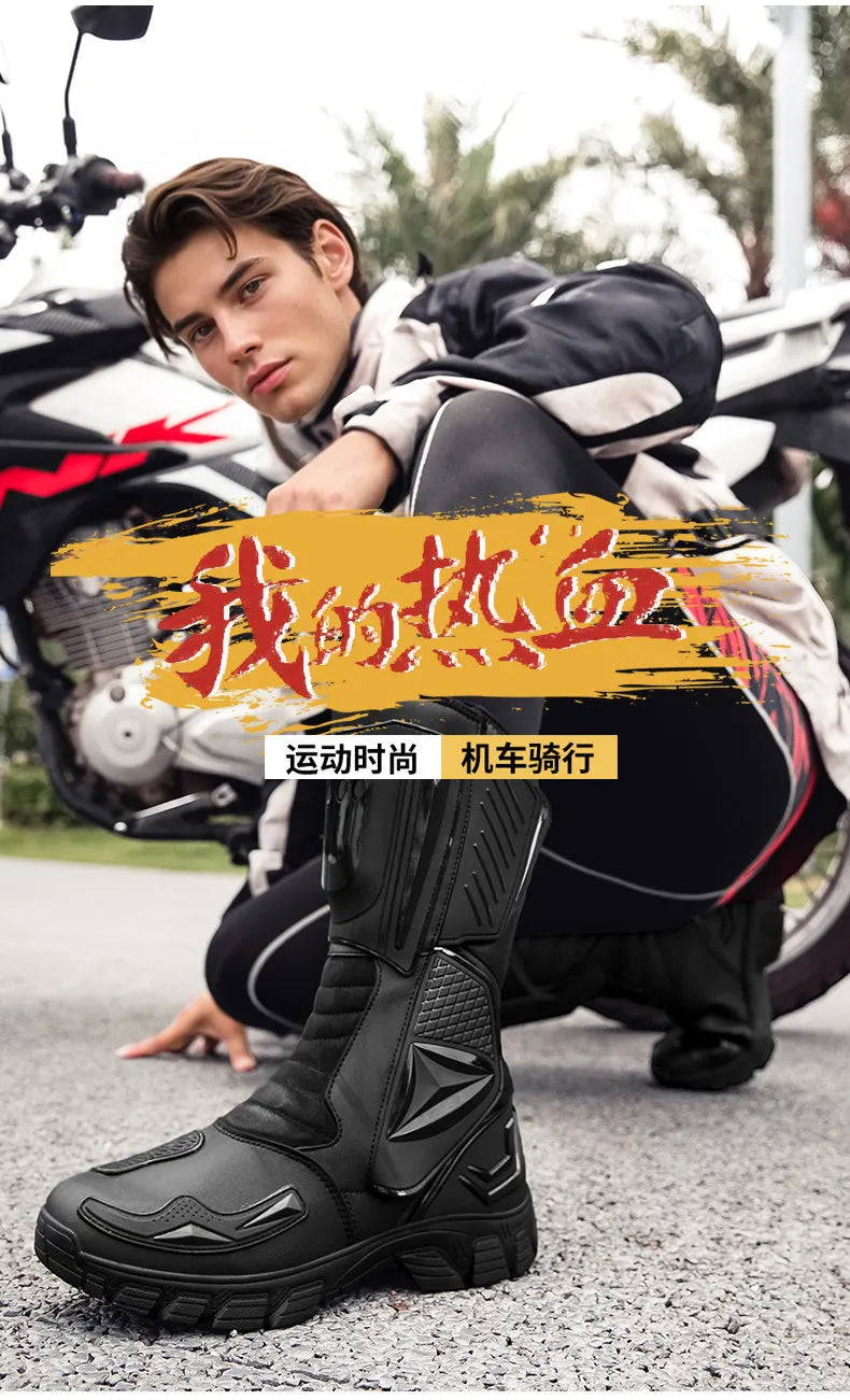 Moto Boots Motorcycle Breathable Off-road Men Women Leather Waterproof Pull Boots 47 Locomotive Equipment Summer Cycling Shoes