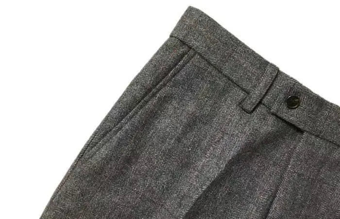Autumn New Warm Wool Herringbone Casual Trousers British Retro Woolen Loose Straight Pants for Men