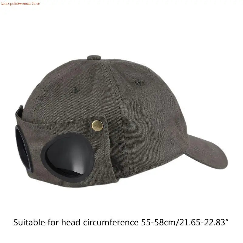 F92D Baseball Hat For Men Hip Hop Hats Curved Visor Baseball Hat with Goggles