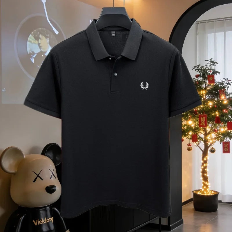 100% pure cotton 2026high-end brand men's short sleeve polo shirt summer fashion luxury wheat embroidery golf top casual T-shirt
