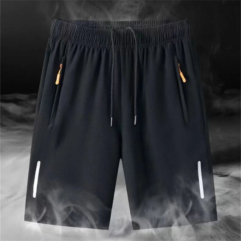 Men's Summer Beach Short Pants Sports Casual Shorts Ultra-thin Ice Silk Quick Dry Male Zipper Loose Gym Sweatpant Jogging Shorts