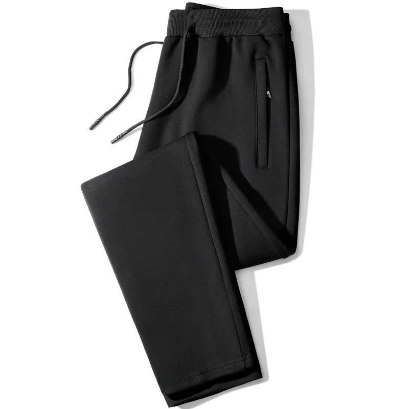 Men's Casual Straight Leg Pants Spring Autumn Loose Fit Fce Lined Bla ey Versatile Winter Trendy Brand Sweatpants