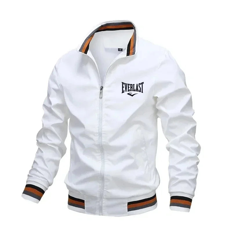 Autumn and Winter Men's Standing Collar Casual Zipper Business Jacket Outdoor Sports Jacket Waterproof and Windproof Solid Color
