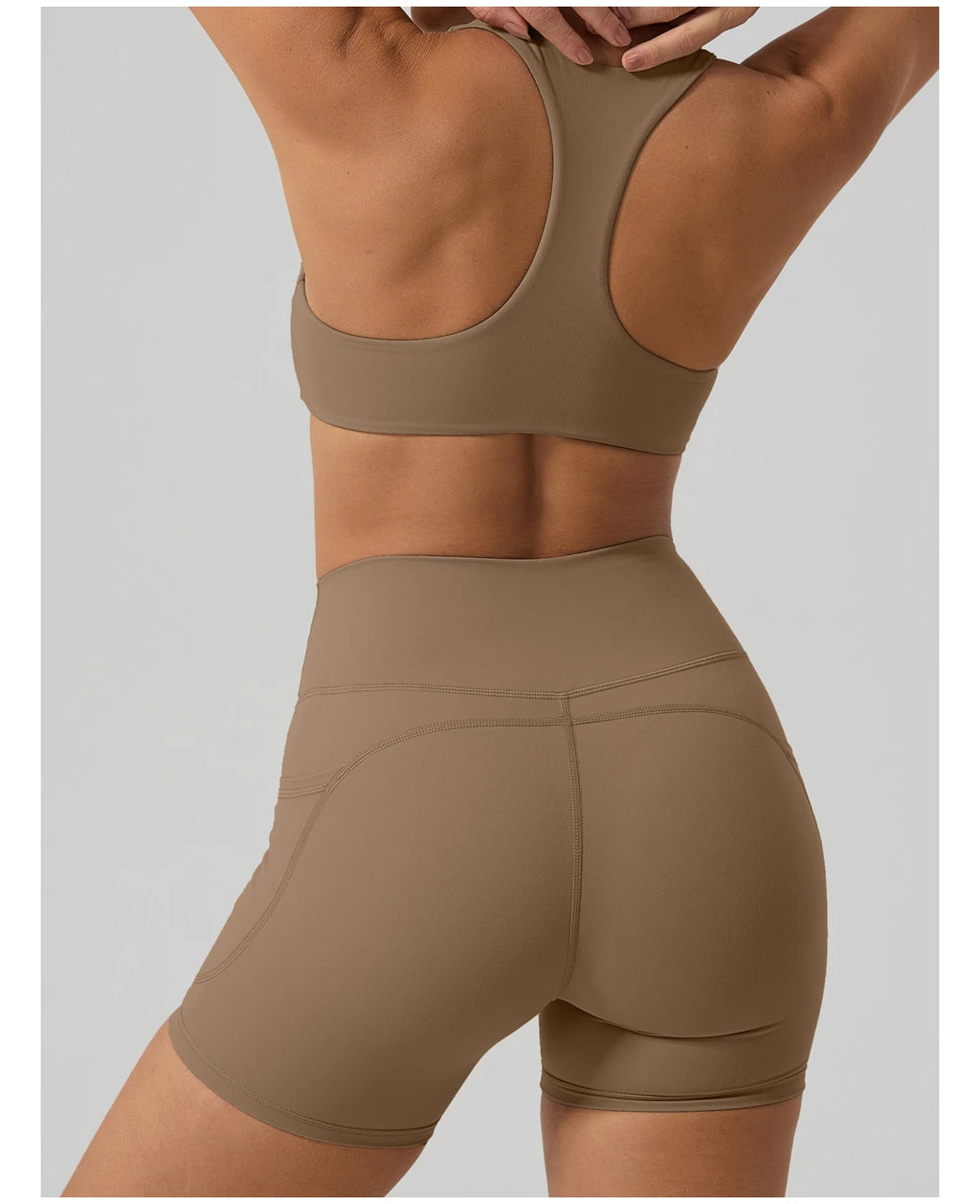 Hearuisavy Fitness Set 2Pcs Women Gym Sports Bra Running Sports Shorts With Pockets High Impact Breathable Racerback Yoga Tops