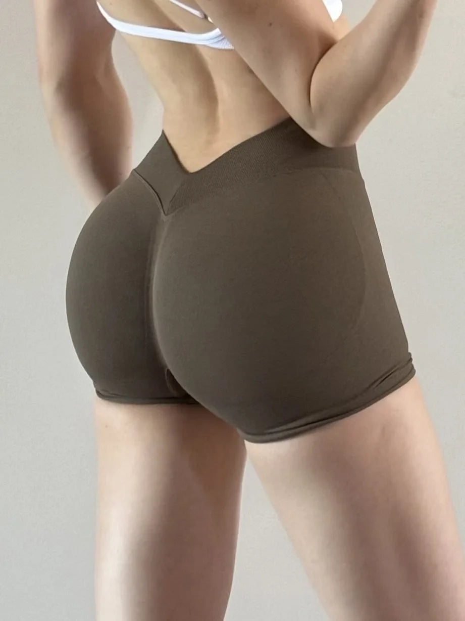 V-Back Scrunch Shorts Women Seamless V Waist Line Scrunch Booty Shorts Fitness Workout Running Yoga Gym Shorts