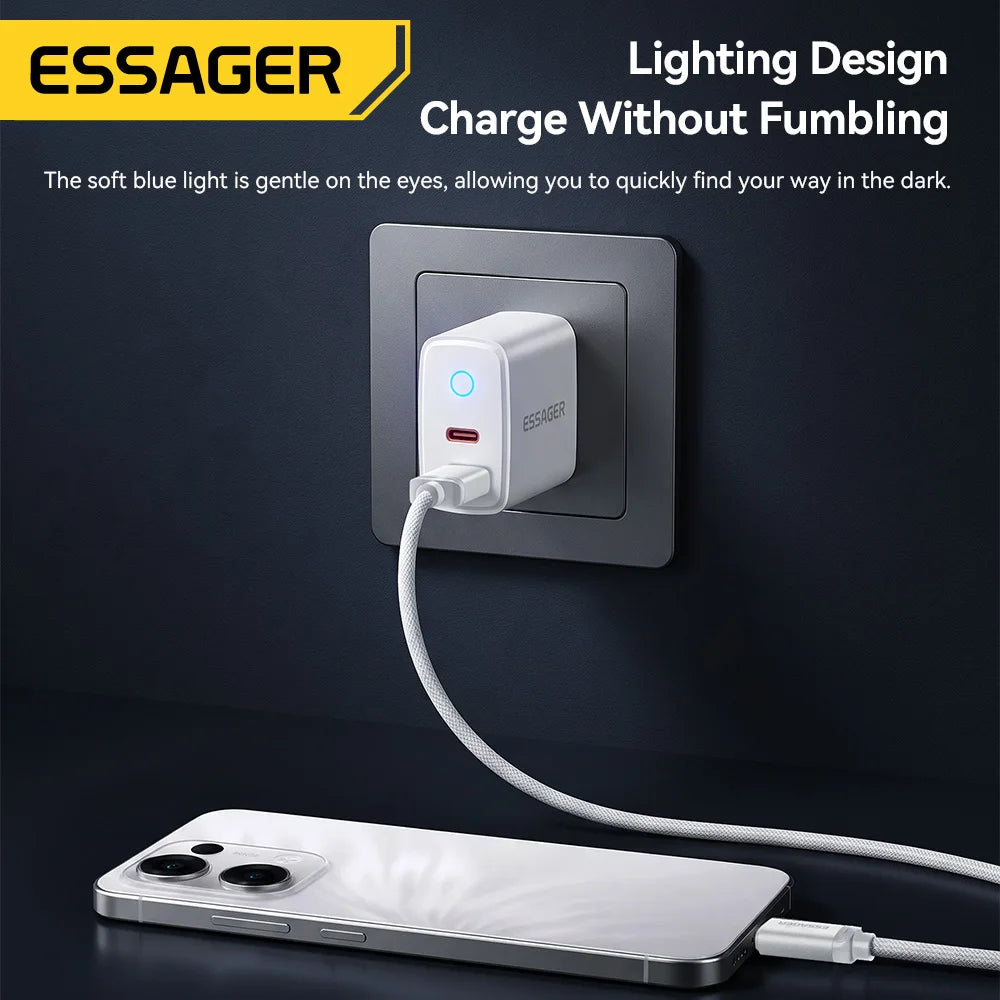 Essager 20W USB Type C Charger 3A PD Quick Charge With Type-C Lighting Micro Cable Fast Charging For iPhone 17 16 Xiaomi Huawei