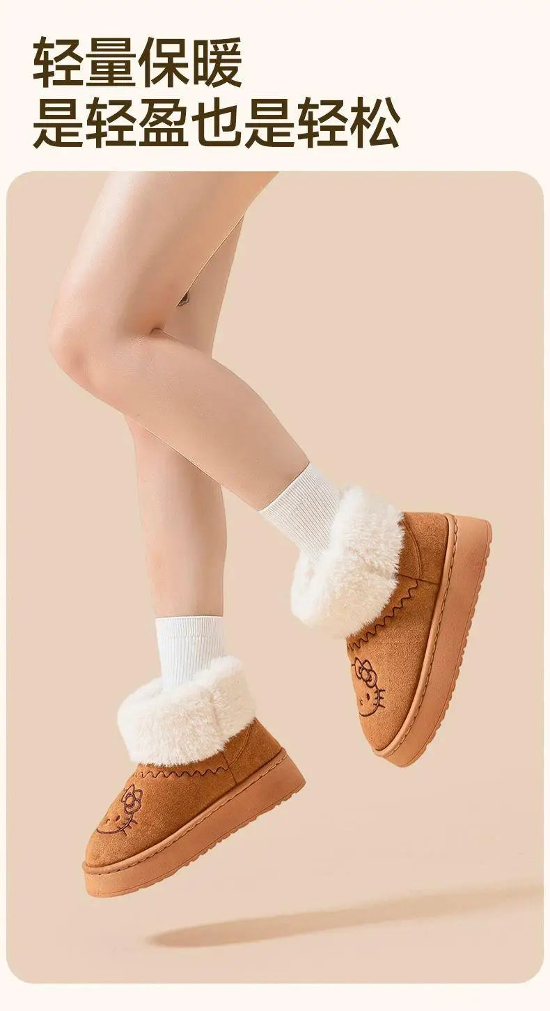 Sanrio Hello Kitty Winter Slippers Y2K Cute Cartoon Outdoor Sports Anti-Slip Slipper Casual Home Warm Shoes Universal Use Gift