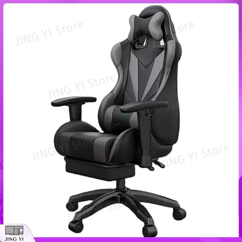 High-Back Gaming Chair with Footrest Massage Function PU Leather Reclining Computer Chair Ergonomic Office Chair for Gamers