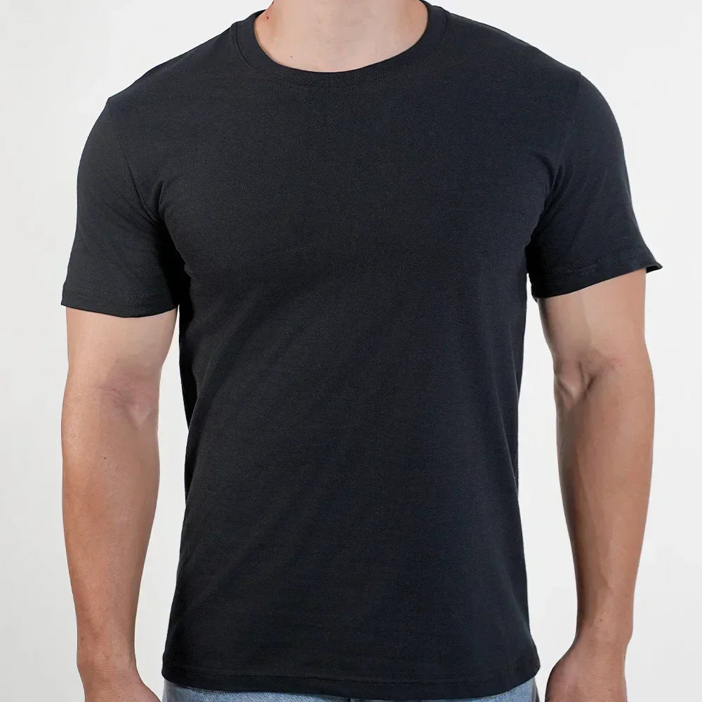 Men Women O Neck T-shirt High Qualtity Cotton Tee Solid Color Short Sleeved T Shirts Black White Breathable Clothing Couple Tops