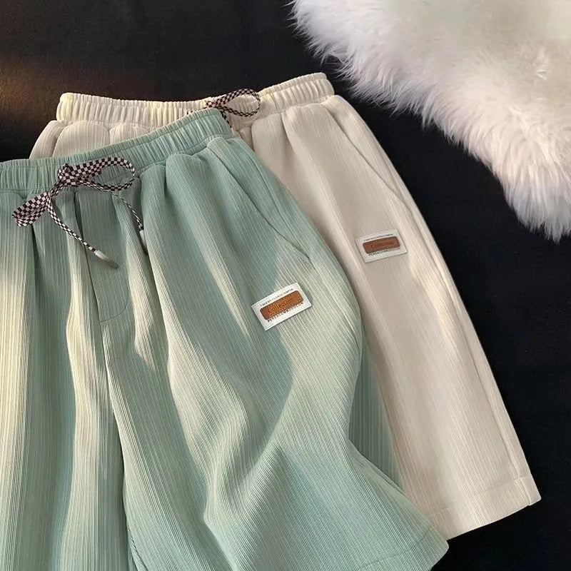 Sports Ice silk Shorts Breathable comfortable Summer Quick drying shorts Solid home shorts sports Knee length Loose casual Pants
