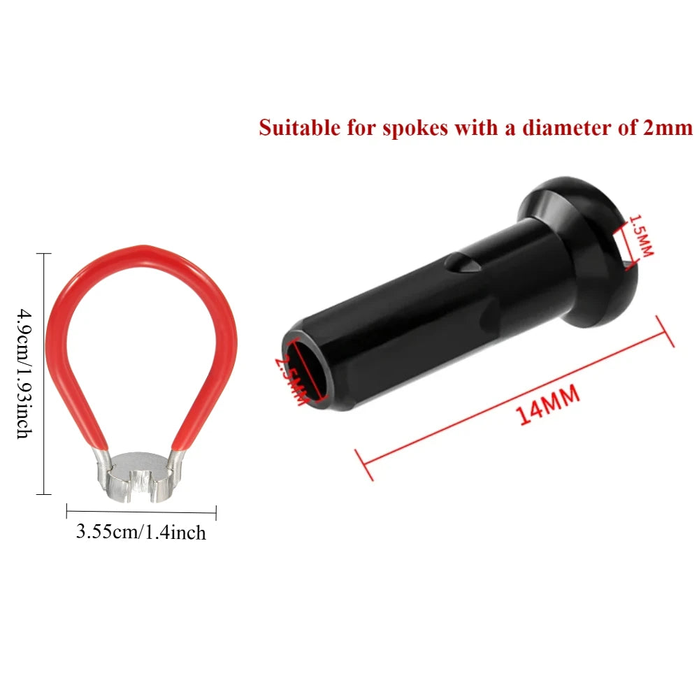 36pcs Bicycle Spoke Cap and 1pc Spoke Wrench Kit for 14G 2mm MTB Road Bike Spokes Wheel Nipples Cap Adjustment Wheel Rim Wrench