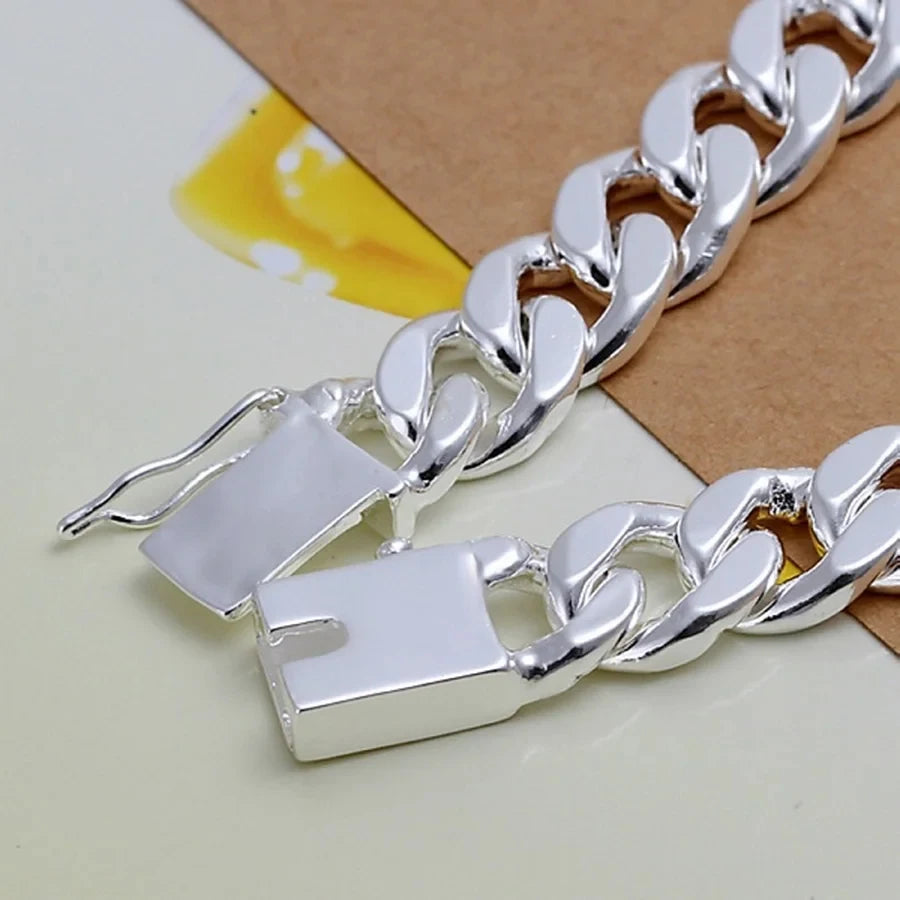 Charm 925 sterling silver design noble pretty 10MM Mens chain Jewelry fashion Geometric Bracelet factory price