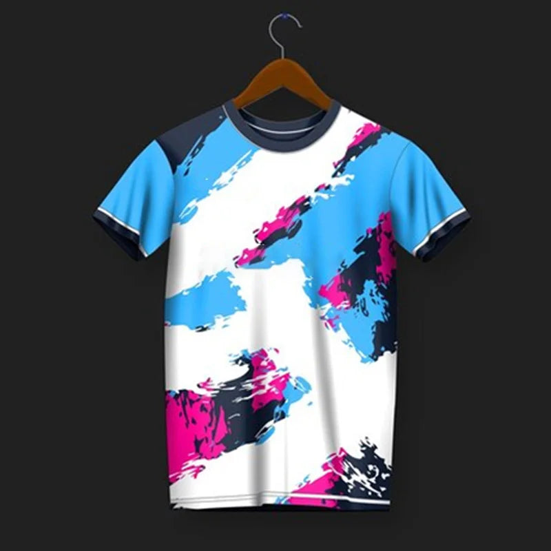 3D Printed Training Suit T-Shirt For Men Fashion Sports Pattern Tees Summer Oversized Round Neck Tops Short Sleeves T Shirts
