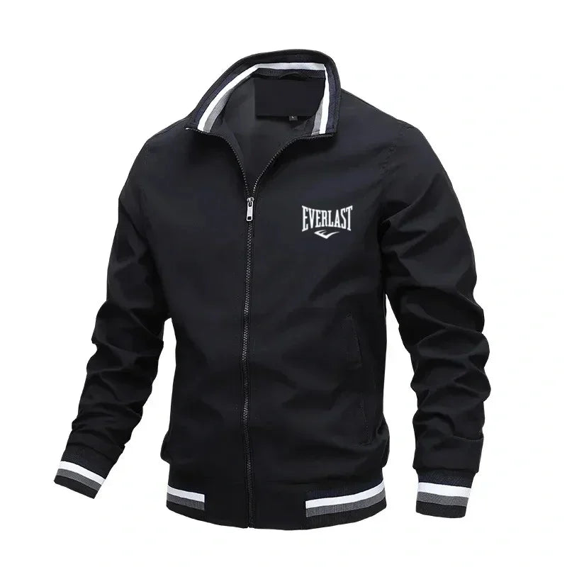 Autumn and Winter Men's Standing Collar Casual Zipper Business Jacket Outdoor Sports Jacket Waterproof and Windproof Solid Color