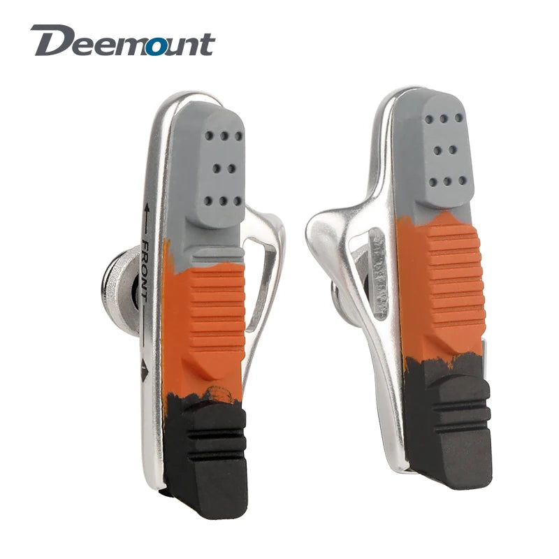 Bicycle Pads W/ 55mm Rubber Brake Inserts for Road Bmx C/V-Brake Alloy Steel Rim Caliper All Weather Use Low Wear Braking Blocks