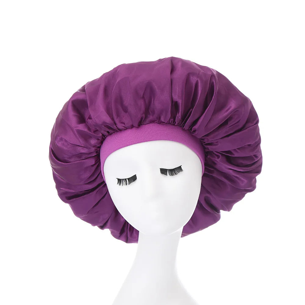 Large Bonnet Women Big Size Satin Bonnet Sleeping Night Women Cap Bonnet Hat Satin Cheveux Nuit Silk Bonnets for Women