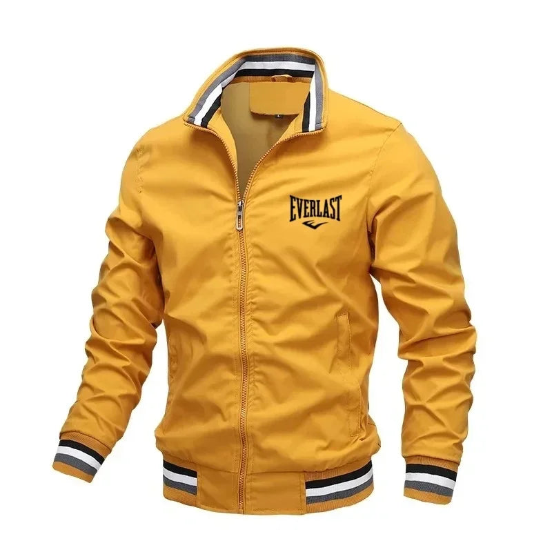 Autumn and Winter Men's Standing Collar Casual Zipper Business Jacket Outdoor Sports Jacket Waterproof and Windproof Solid Color