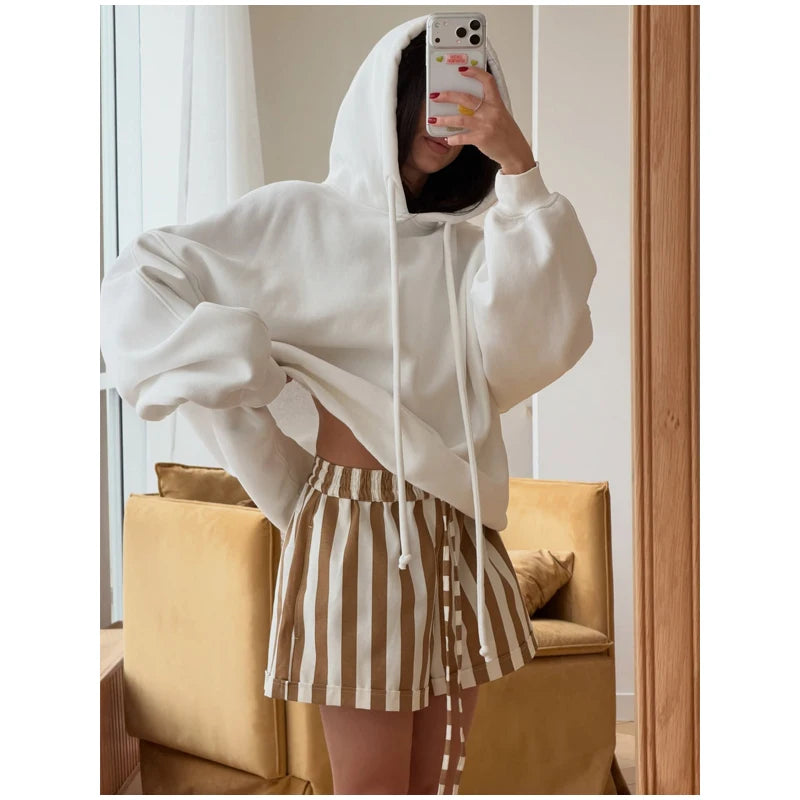 Red White Striped Balloon Pants Women's Elastic Waist Wide Leg Baggy Casual Trouser 2026 Summer New Streetwear Loose Fit Pants
