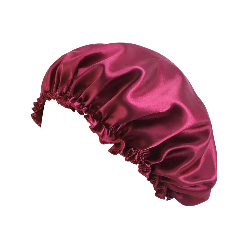 Women Solid Satin Sleeping Night Caps Elastic Band Hair Care Bonnets Used To Hair Care