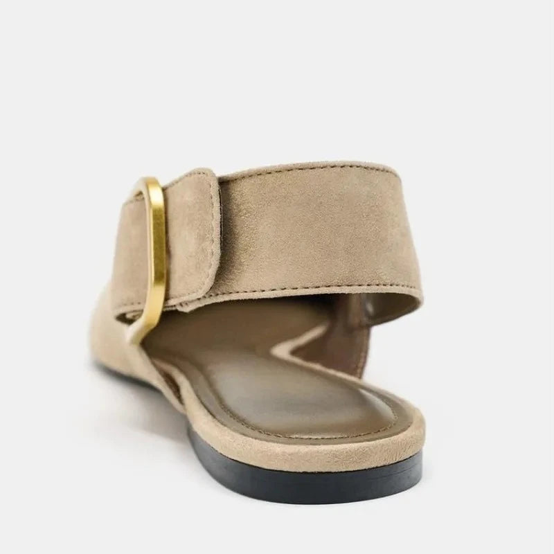 Retro Women's Shoes Fashion Pointed Tip Flat Sandals for Woman Elegant French Casual Shoes Luxury Designer Shoes Sandalias Mujer