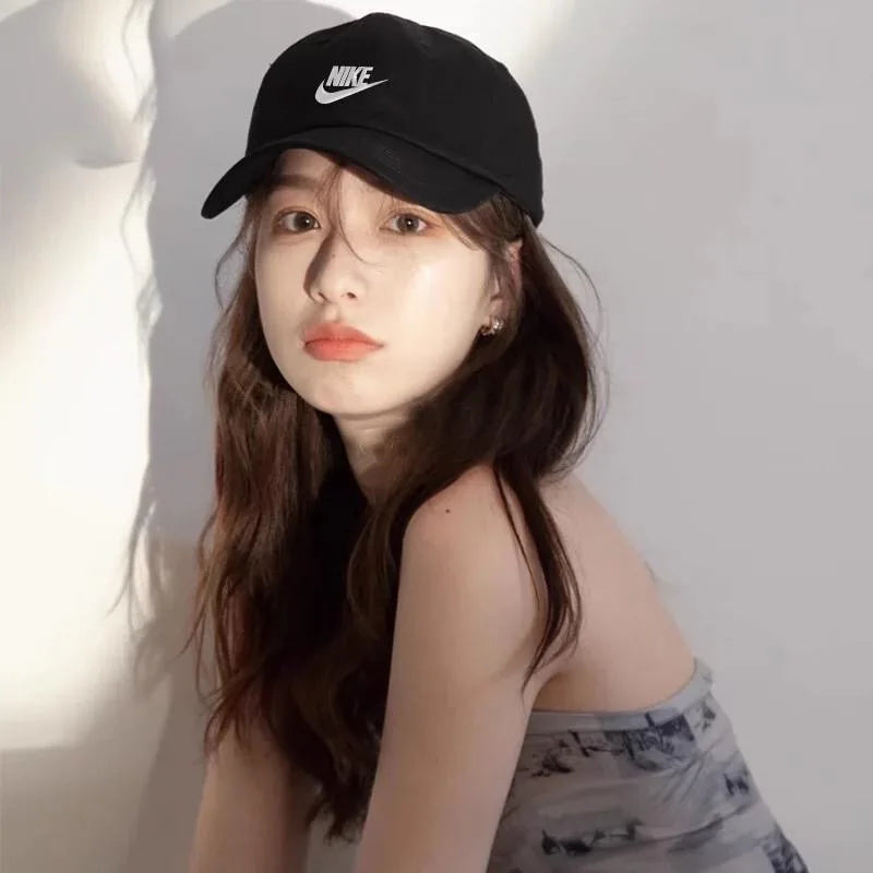 Nike Letter Micro-Logo Cotton Baseball Cap, Unisex Couple Style, Black Fb5368-011