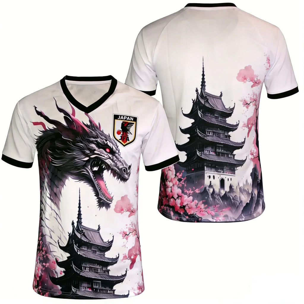 Japanese Geisha Dragon Sakura Soccer Jersey, 2026 Special Edition Quick Dry Football Shirt, Harajuku Anime Sportswear for Fans