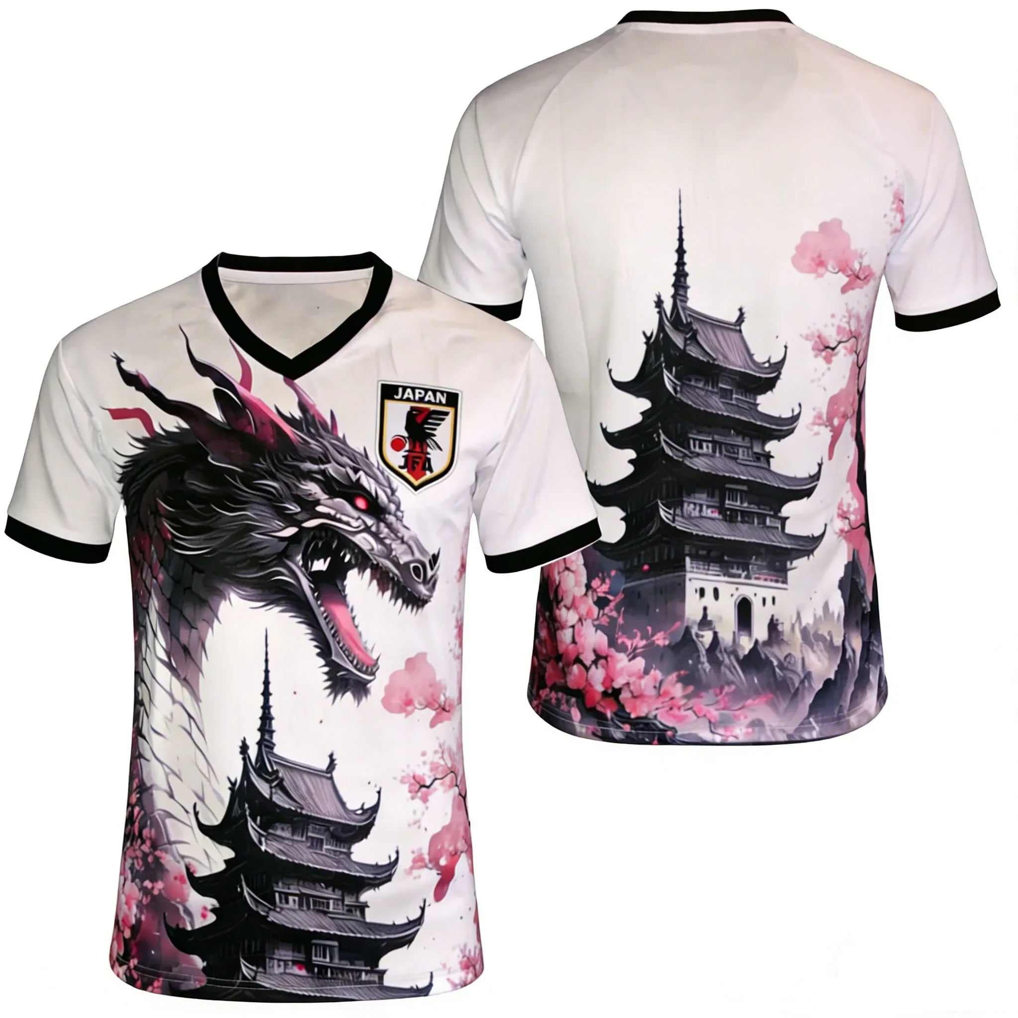 Japanese Geisha Dragon Sakura Soccer Jersey, 2026 Special Edition Quick Dry Football Shirt, Harajuku Anime Sportswear for Fans