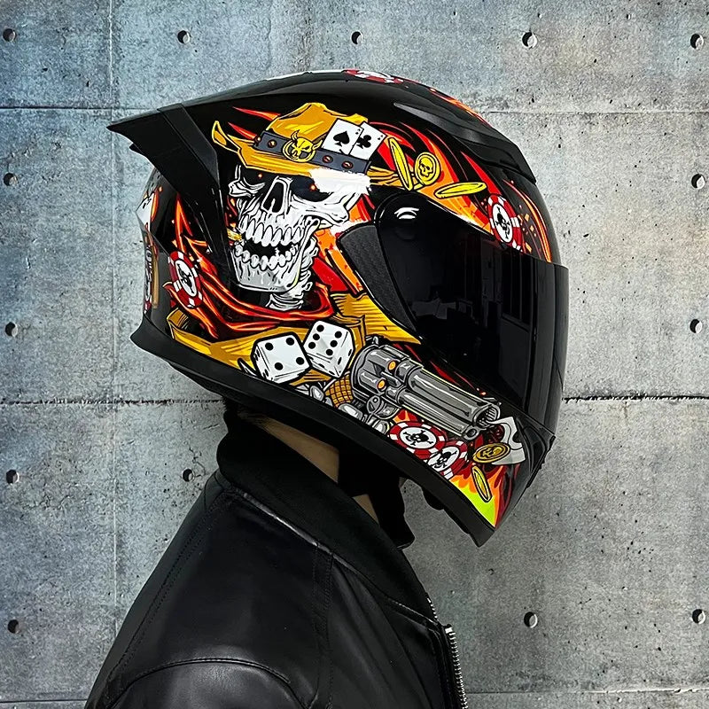 JIEKAI DOT Certified Full Face Motorcycle Helmet Racing Dual Lens Helmet