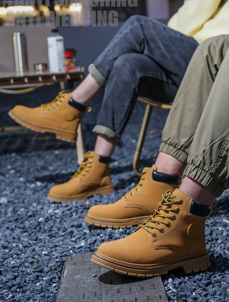 high-top Work Boots For Men Anti-smash Anti-puncture Work Shoes with Steel Toe leather safety shoes men for work waterproof shoe